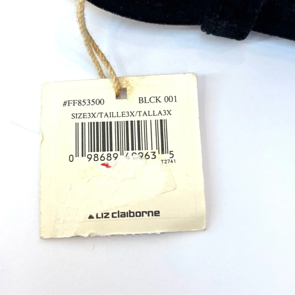 Vtg. Elisabeth Liz Claiborne Black Velvet Belt Gold Buckle Size 3X (22-24) NEW